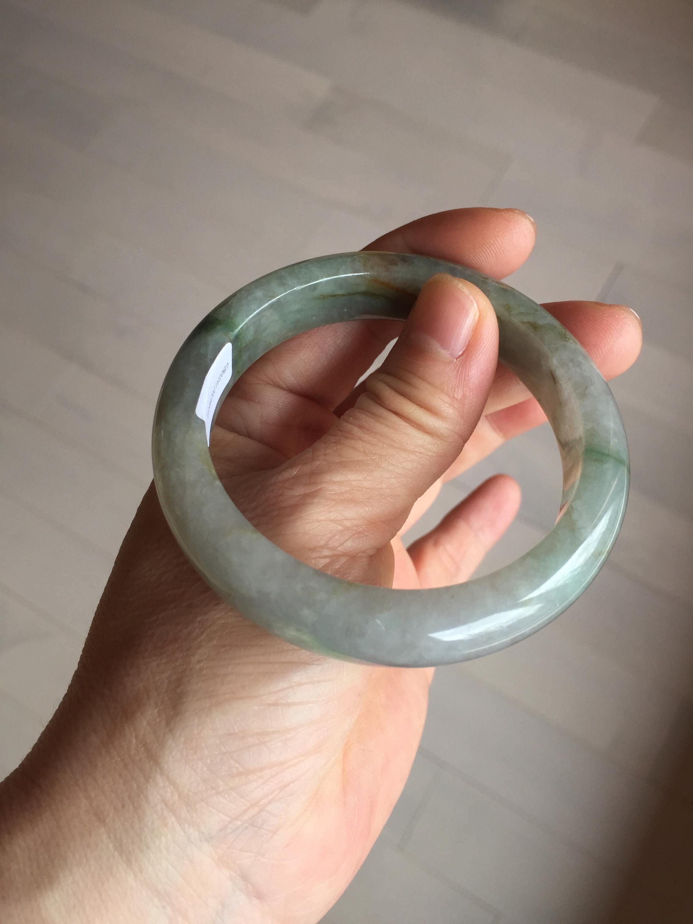 56.2 mm 認定タイプ A 100%天然緑/赤/灰色/紫（FU LU SHOU）翡翠