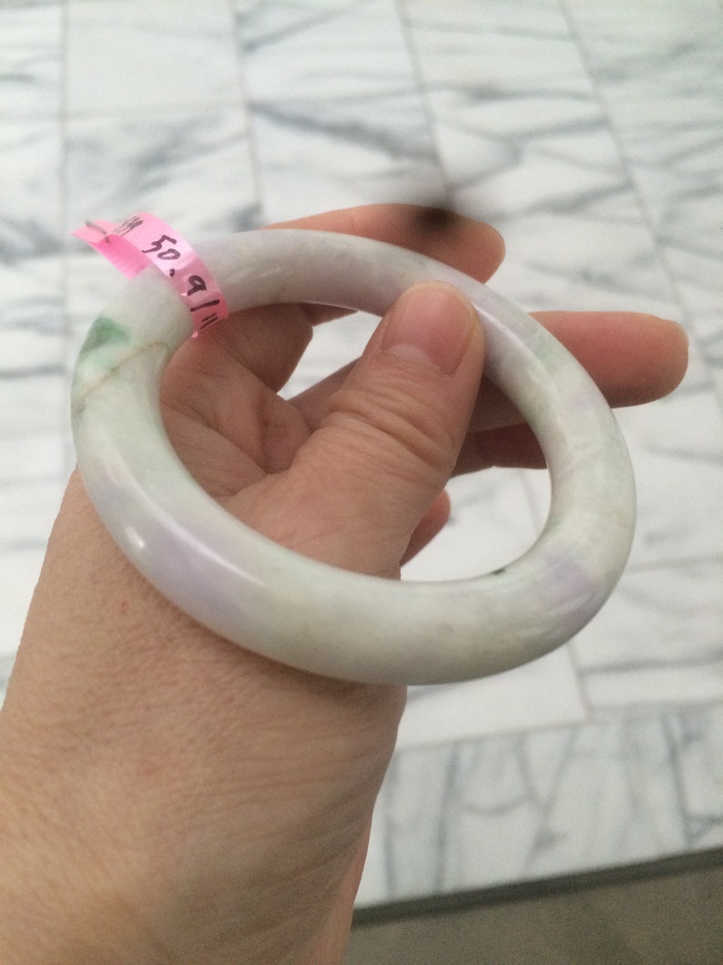 50.9mm 100/% natural certified sunny greenpurple jadeite jade bangle B28-2539