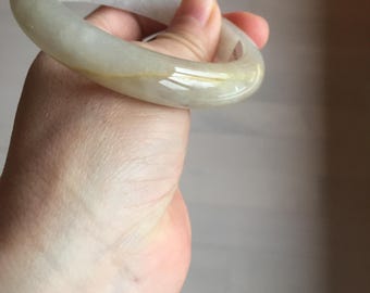 57.5 mm 認定タイプ A 100%天然の氷のような水のような黄色紫色の翡翠