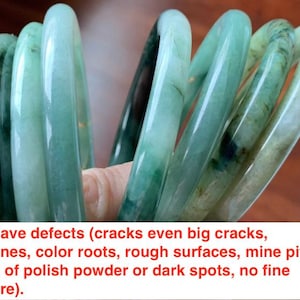 Sale! Type A 100% Natural dark green/white/black Jadeite Jade bangle (with defects) group 1