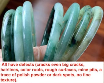 Sale! Type A 100% Natural dark green/white/black Jadeite Jade bangle (with defects) group 1