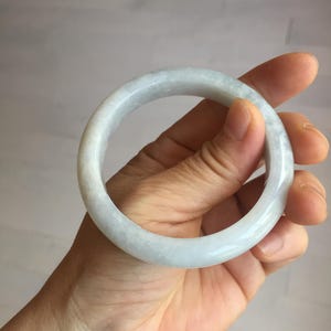 54mm Certified type A 100% Natural light green white Jadeite bangle PB198-6655