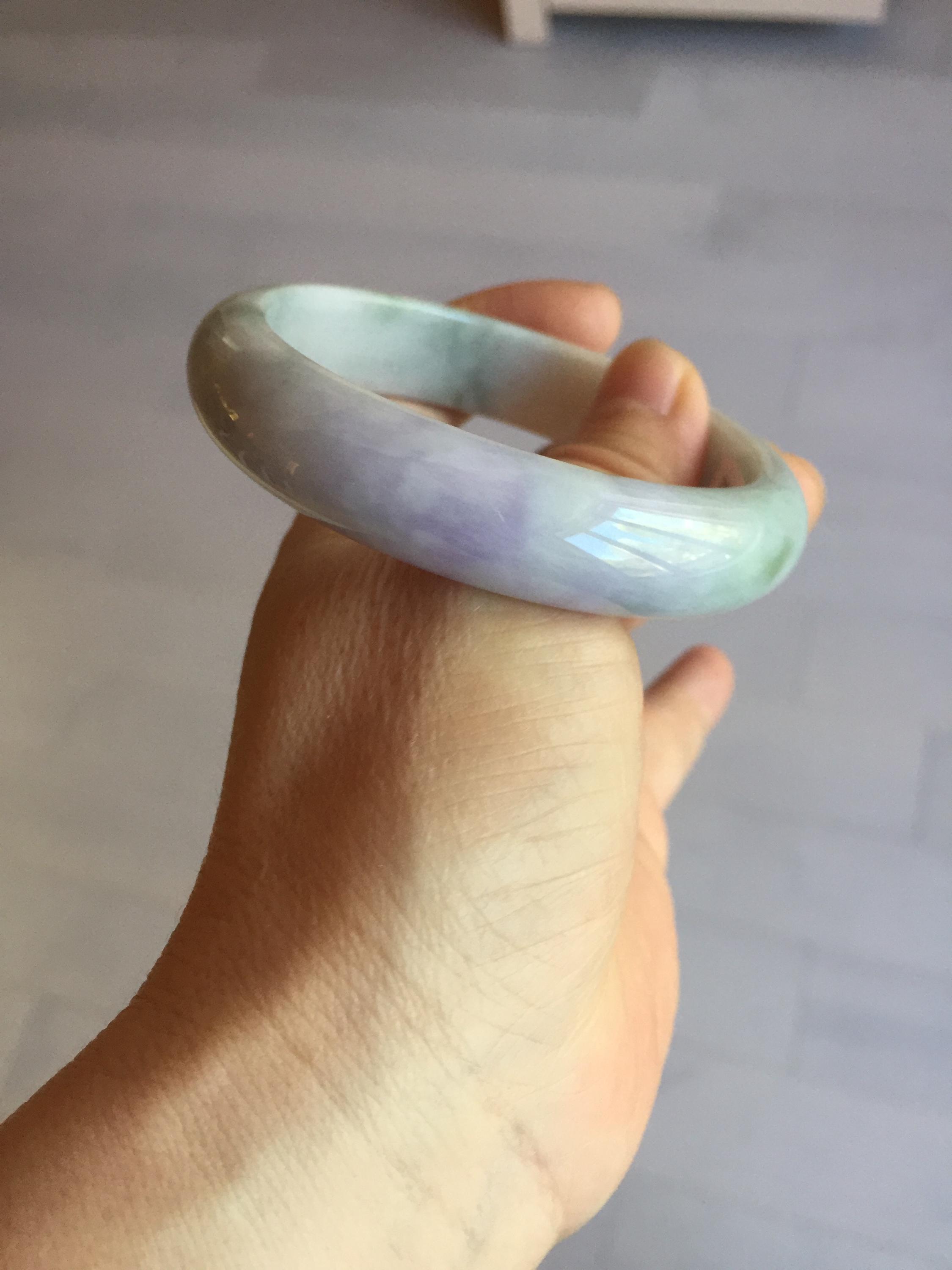 58 mm 100%天然認定 ライトグリーン パープルイエロー(FU LU SHOU