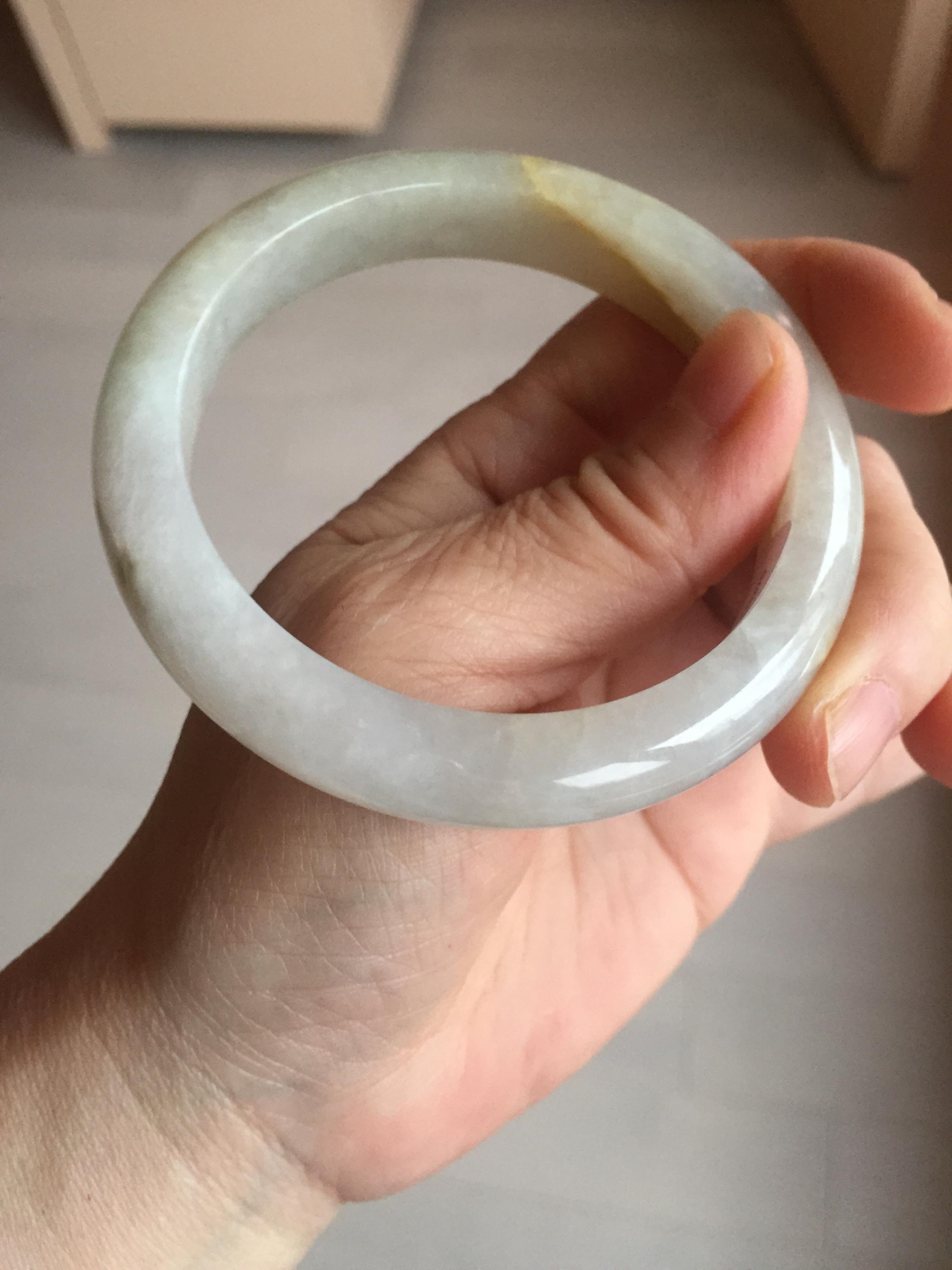 57.5 mm 認定タイプ A 100%天然の氷のような水のような黄色紫色の翡翠