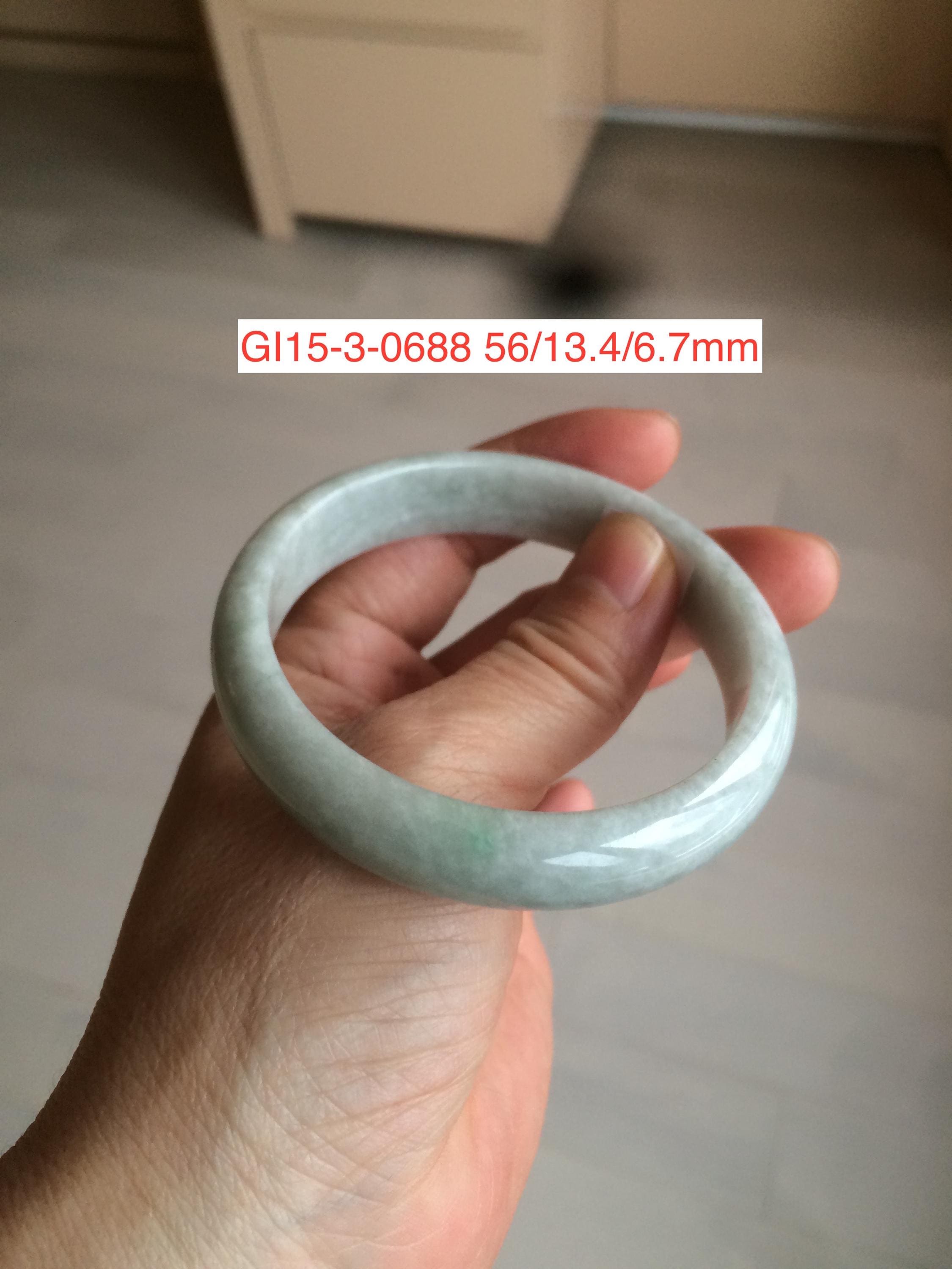 53-57 mm タイプA 100%天然ライトグリーン/ホワイトジェダイト翡翠 