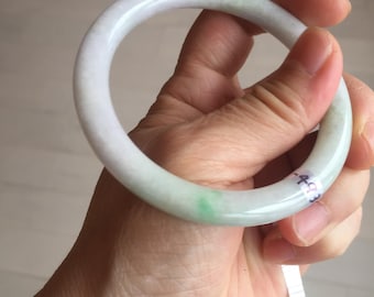 56mm 認定タイプA 100%天然ライトグリーンパープル（春带彩）ラウンド