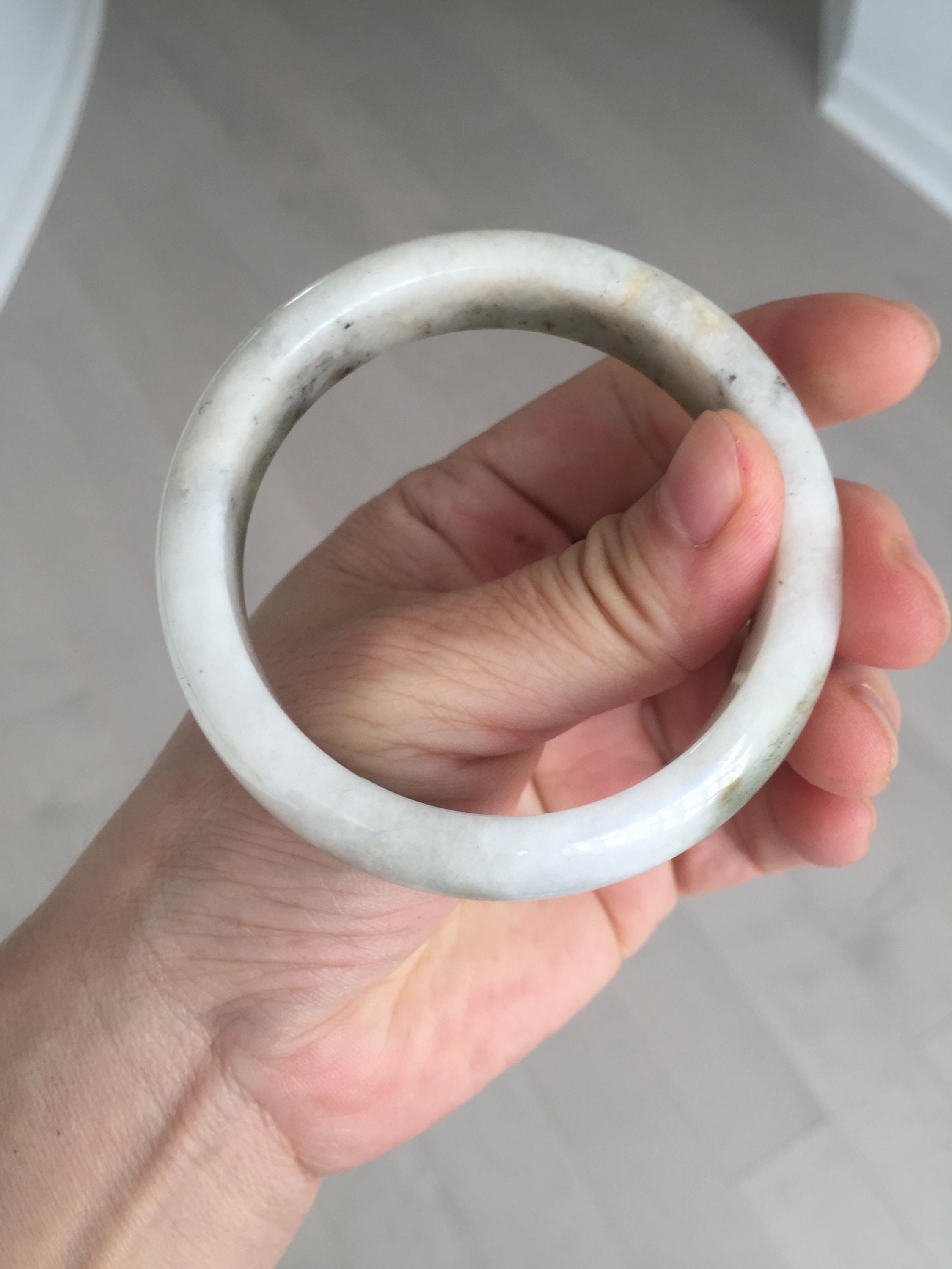 56.4 mm 認定ダークグリーン/ブラック/ホワイト、海藻が浮かぶ翡翠翡翠