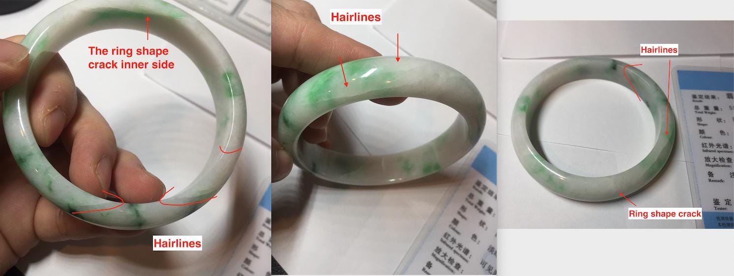 58 mm 認定タイプ A 100% 天然サニーグリーン/ホワイト ジェダイト