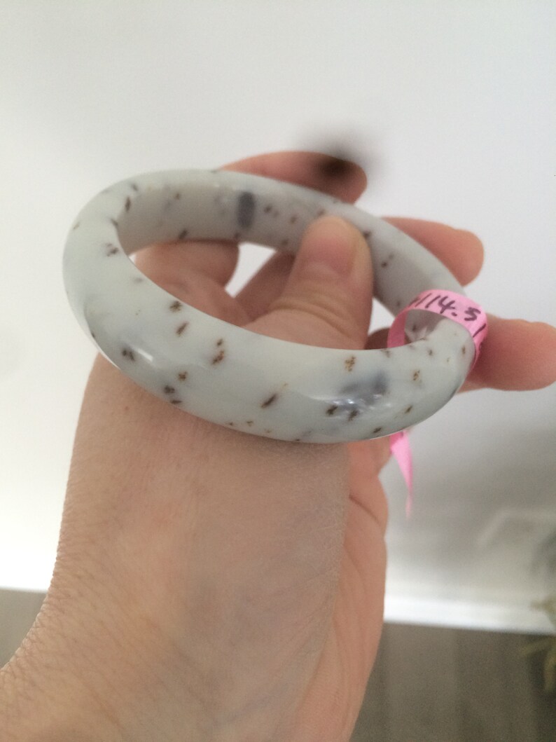 54mm 100/% Natural Beigebrown floating dandelions nephrite Hetian Jade bangle W21