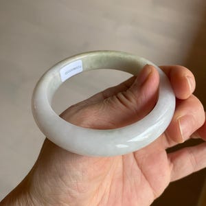 54.5mm Certified 100% natural Type A sunny green/yellow/white jadeite jade bangle L148-5353