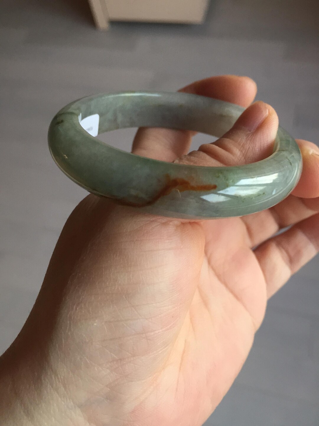 56.2 mm 認定タイプ A 100%天然緑/赤/灰色/紫（FU LU SHOU）翡翠