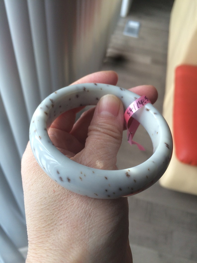 54mm 100/% Natural Beigebrown floating dandelions nephrite Hetian Jade bangle W21