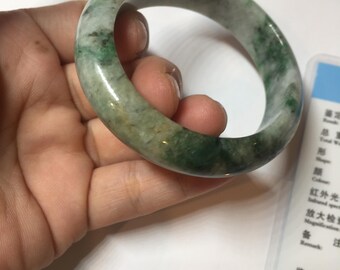 50.4mm 認証済み 100%天然 Aタイプ 鮮やかな緑色 濃い緑色/灰色/黒色の