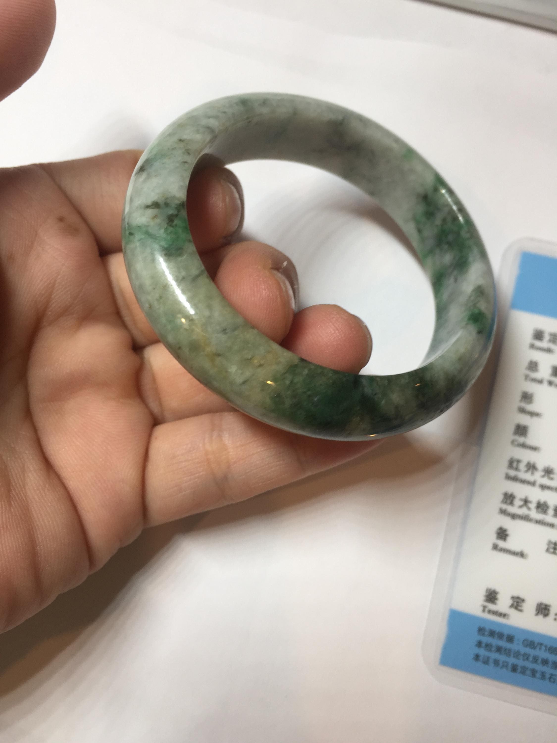 50.4mm 認証済み 100%天然 Aタイプ 鮮やかな緑色 濃い緑色/灰色/黒色の 