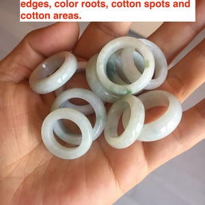 Size 3 1/4 -8 1/4 100% natural type A sunny green/purple jadeite jade band ring group PB122