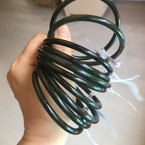 55-63mm certified 100% Natural dark green black (青玉) slim round cut nephrite  Jade bangle group HT106