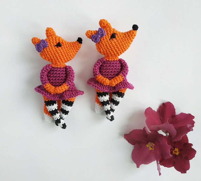 Fox Crochet pattern Crochet brooch Foxy Brooch Amigurumi Animal brooch PDF tutorial Foxy brooch crochet pattern in English