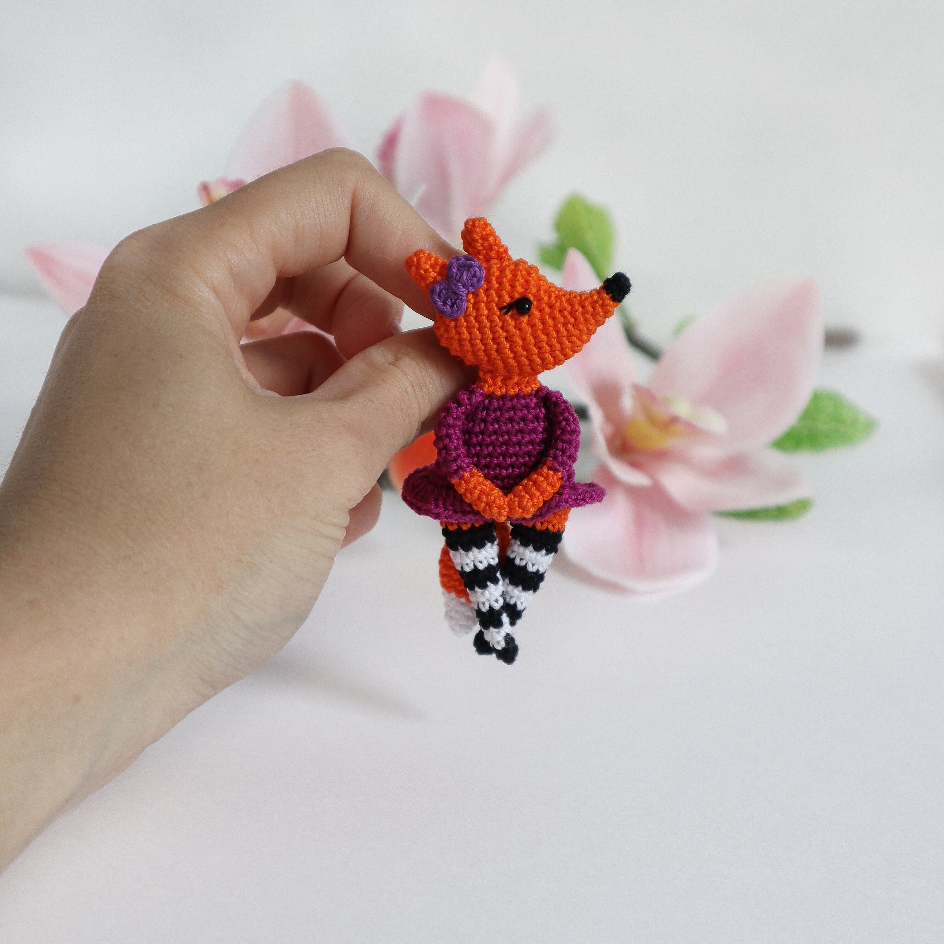 Fox Crochet pattern Crochet brooch Foxy Brooch Amigurumi Animal brooch PDF tutorial Foxy brooch crochet pattern in English