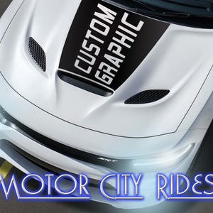 Fits 2015-2023 Dodge Charger SRT, HEMI, GT, Hellcat Scat Pack Custom Vinyl Hood Graphic Decal Sticker