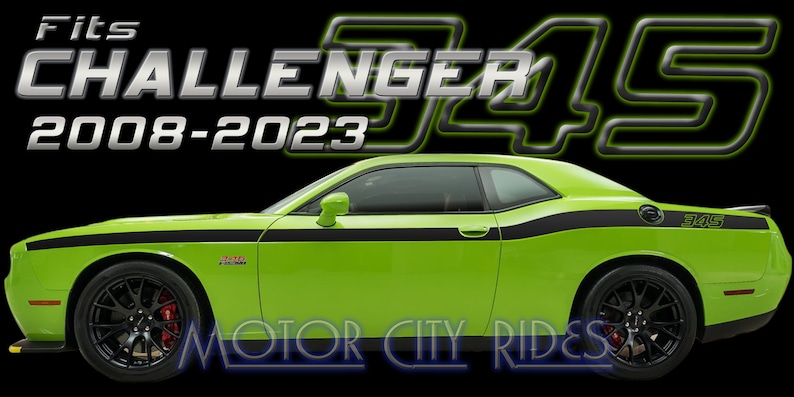 2008-2023 Dodge Challenger- 345 HEMI, R/T, Outline Text Solid Side ...