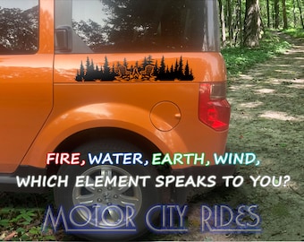 Fits, 2003-2011 HONDA ELEMENT, Camping, Forest, Nature, River, Mountain, ELEMENT Decals, Stickers, Cost Includes Driver & Passenger Side
