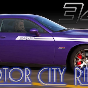 2008-2023 Dodge Challenger Custom Text 345 392 HEMI SRT GT Scat Pack Side Stripe Beltline Decal Kit Cost Includes Driver & Passenger Sides