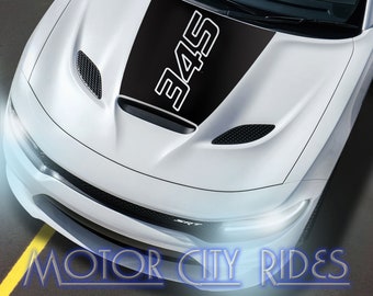 Fits 2015-2023 Dodge Charger 345, 392, Hemi, SRT, GT, RT Scat Pack, Daytona, Hellcat, Demon Power Bulge Hood Stripe Vinyl Decal Graphic