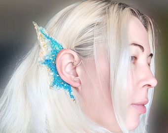 Mermaid Ear Wrap Earrings - Ocean-Inspired Ear Cuffs, Mythical Fantasy Jewelry, Resin Siren Earrings, Fashion Jewelry, Fantasy Gift for Her