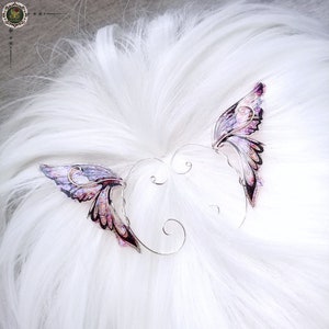 Purple Fairy Wing Ear Wrap Earrings - Nature-Inspired Fantasy Jewelry, Elven Ear Cuffs, Gift for Her