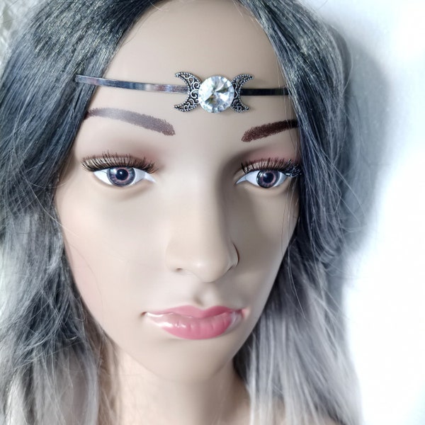 Triple Moon circlet - Forehead adornment perfect for pagans, witches, and lovers of mystical jewelry. Wiccan Gift for Her