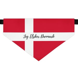 Denmark Flag Dog Bandana, I Love Denmark, Jeg Elsker Danmark, Flag Of Denmark SVG, Over The Collar Dog Bandana, Gifts For Dane People