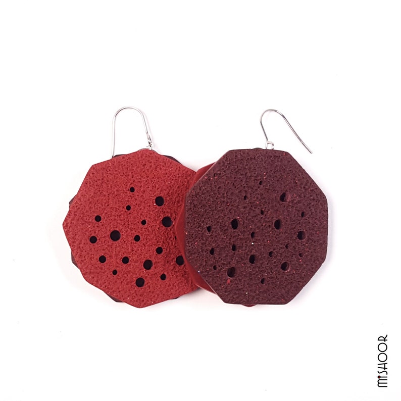 Download Two sided brick color dark purple polymer clay earrings. | Etsy