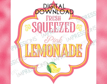 Pink Lemonade Label png | Sublimation | Waterslide| Lemonade | Fresh Squeezed | Pink Lemonade | Summer | Digital Download