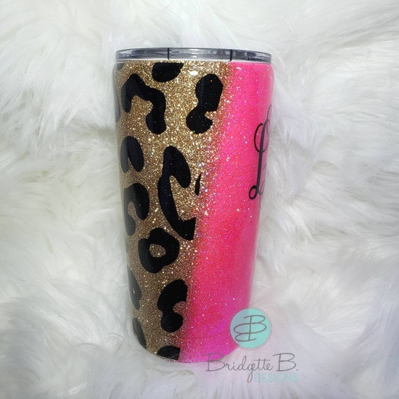 Hot Pink and Leopard Tumbler Leopard Yeti Glittered Cup | Etsy