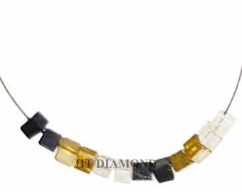 Perles Diamants Bruts Cubes Jaunes Naturels 1 Ct - Percés 0,25 Mm, 10-15 Pièces, Qualité Industrielle, Origine Inde