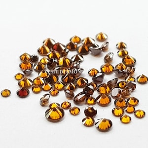 1.03 Carat Lot Natural Cognac Color Diamonds - Natural Fancy Cognac Color Round Brilliant Cut VS-SI Clarity Loose Diamond 1.5 to 2.0 MM Size