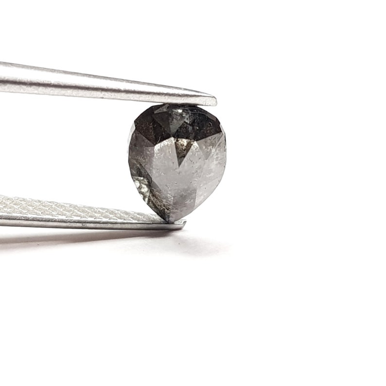 1.00 TCW Natural Diamond Pear Shape Salt and Pepper Black Color Rose Cut Natural Loose Diamond