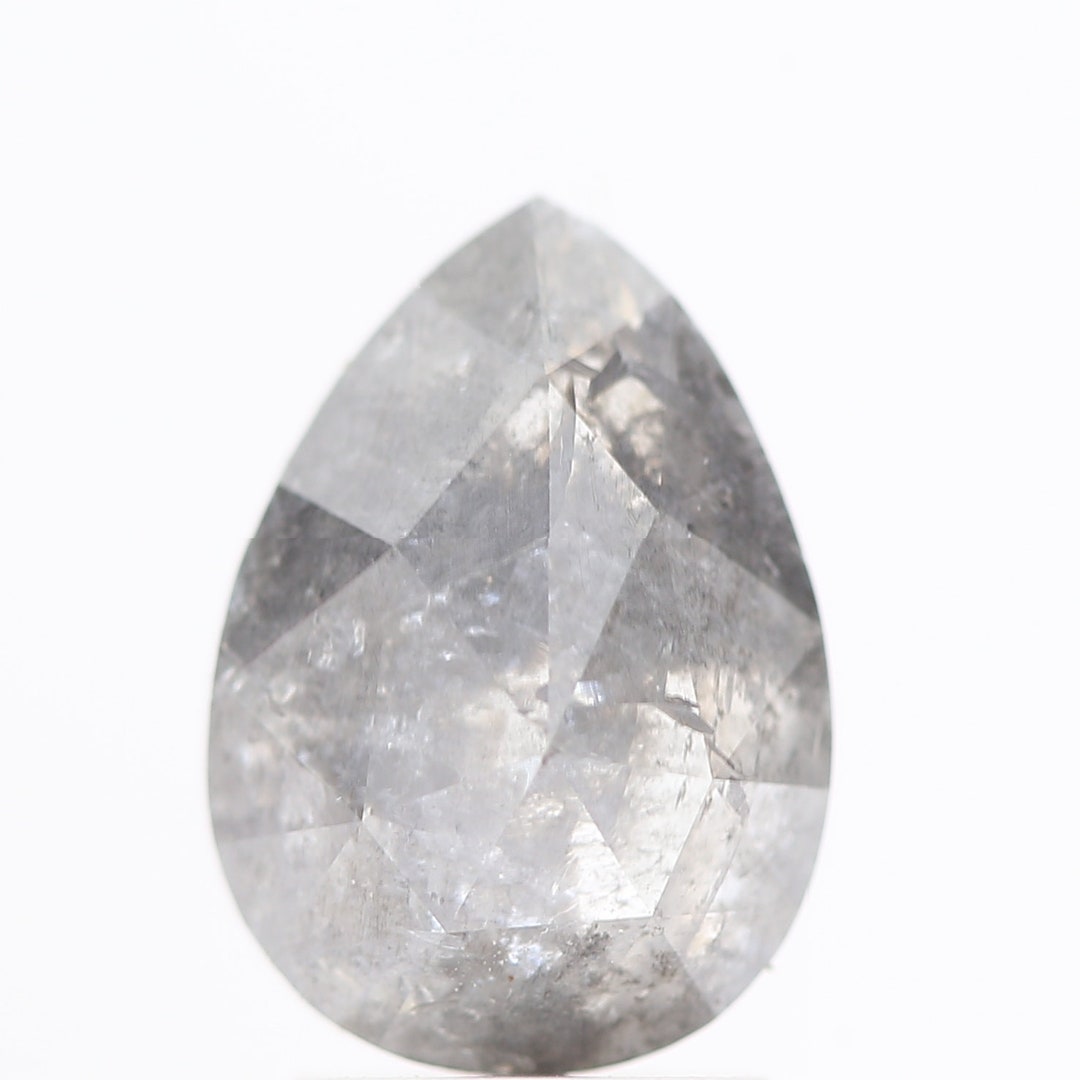 Salt and Pepper Diamond, Pear Shape Gray Color Diamond, Natural Rose