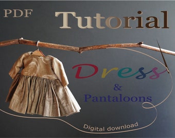 Dool's Dress Tutorial, dress sewing instructions, Dress tutorial for 9" (25cm) doll, Doll clothes tutorial, PDF files, Dress pattern