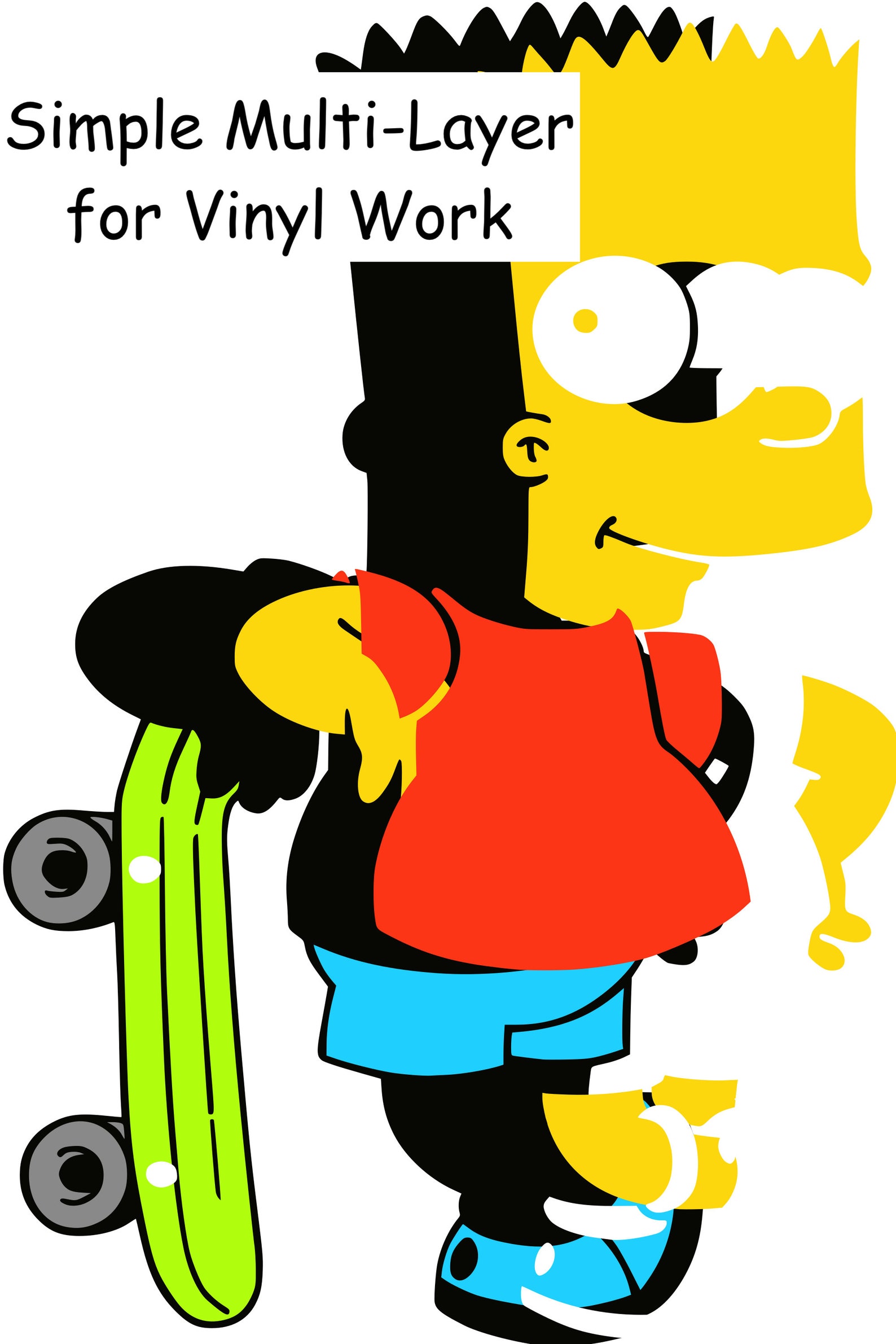 The Simpsons Bart Cartoon Stencil, SVG Cut File, PNG, Layered SVG
