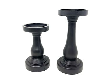 Dark Brown pillar candle holders set of 2
