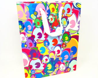 Estée Lauder shopping bagvibrant colorful character print Hattie Stewart