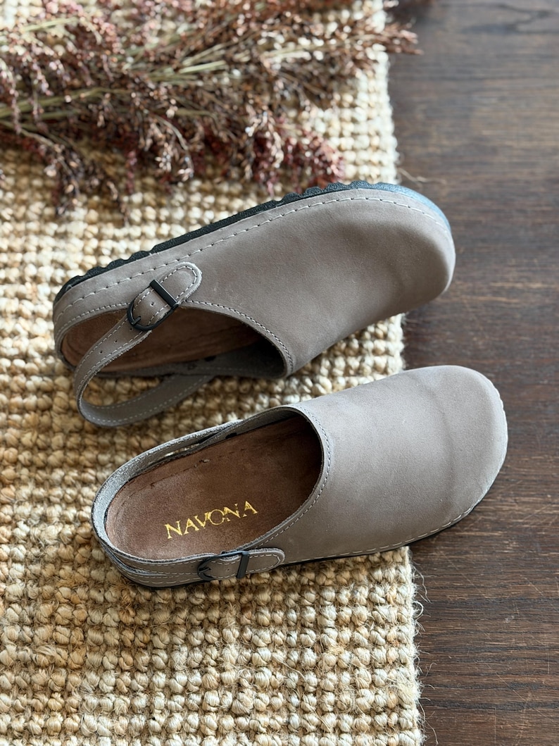 Mila - Wide Toe Box Shoes,Women Barefoot,Anatomical Slip-On,Barefoot Mules,Wide Toe Box Moccasins,Leather Mules,Nubuck Mules,Navona Clogs image 9