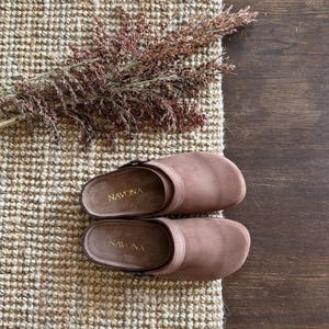 Mila - Wide Toe Box Shoes,Women Barefoot,Anatomical Slip-On,Barefoot Mules,Wide Toe Box Moccasins,Leather Mules,Nubuck Mules,Navona Clogs brown