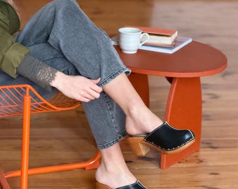 Sedi - Black Swedish Clogs,Mid Heel Clogs,Mules Clogs,Closed Toes Platform Clogs,Wooden Platform,Handmade Clogs, Navona Clogs
