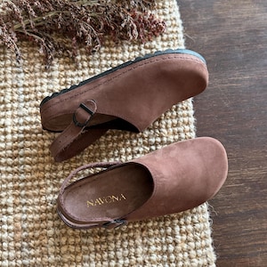 Mila - Wide Toe Box Shoes,Women Barefoot,Anatomical Slip-On,Barefoot Mules,Wide Toe Box Moccasins,Leather Mules,Nubuck Mules,Navona Clogs image 4