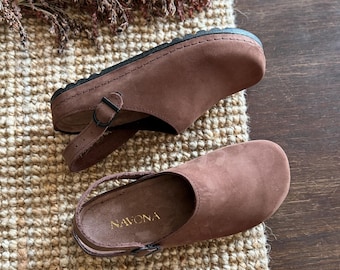 Mila - Nubuck Mules,Women Barefoot,Wide Toe Box Shoes,Anatomical Slip-On,Wide Toe Box Moccasins,Leather Mules,Nubuck Mules,Navona Clogs