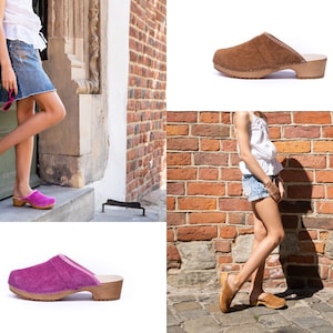 New Women Clogs Swedish Clogs Summer women shoes Leather Clogs  Women Sandals Low Heel Clogs  Moccasins Women Shoes Clogs women 7 Clogs 6