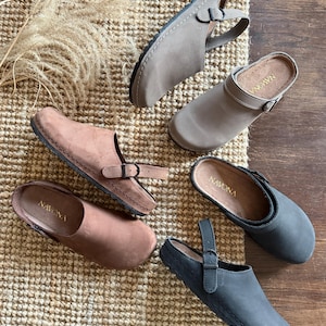 Mila - Wide Toe Box Shoes,Women Barefoot,Anatomical Slip-On,Barefoot Mules,Wide Toe Box Moccasins,Leather Mules,Nubuck Mules,Navona Clogs image 2