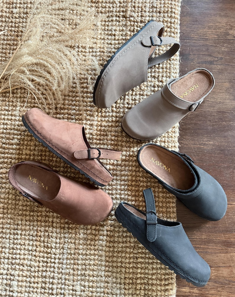 Mila - Wide Toe Box Shoes,Women Barefoot,Anatomical Slip-On,Barefoot Mules,Wide Toe Box Moccasins,Leather Mules,Nubuck Mules,Navona Clogs image 2